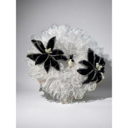 Black and White Poinsettia Wreath, Mesh Christmas Door Wreath, Modern Holiday Decor, Winter Front Door Wreath