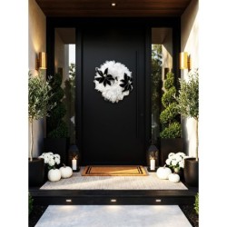 Black and White Poinsettia Wreath, Mesh Christmas Door Wreath, Modern Holiday Decor, Winter Front Door Wreath