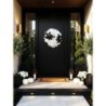 Black and White Poinsettia Wreath, Mesh Christmas Door Wreath, Modern Holiday Decor, Winter Front Door Wreath