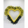 Bee Heart Wreath: Black Yellow Farmhouse Door Decor (16 Inch)