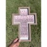 Pink Faith Cross for Survivors – Lord's Prayer Layered Wood Decor | Breast Cancer Awareness Gift